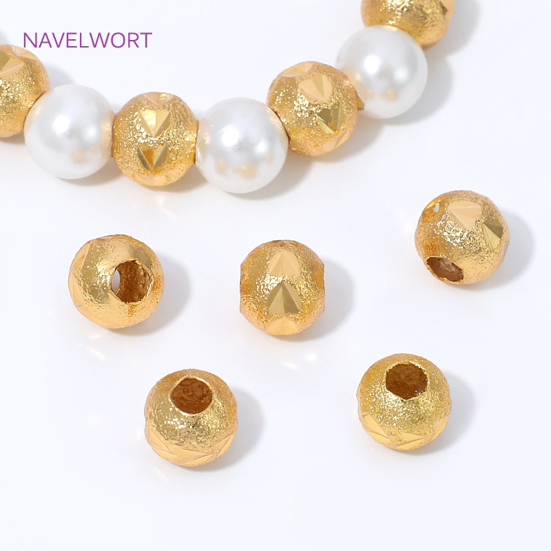 Jewelry Making Items - 18K Gold Plated Round Frosted Cut