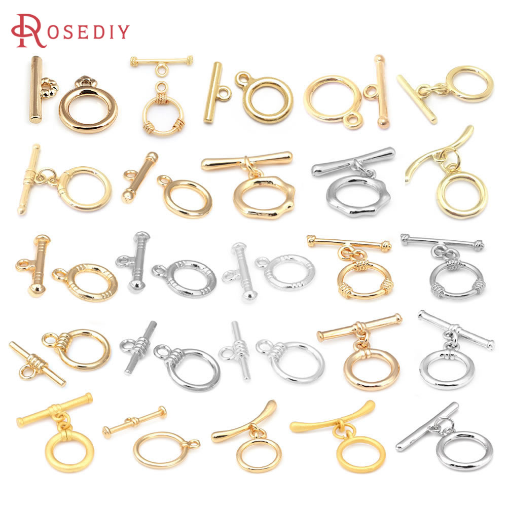 18K Gold Color Round Ring Circ - Toggle Clasp Gold 评论和价格