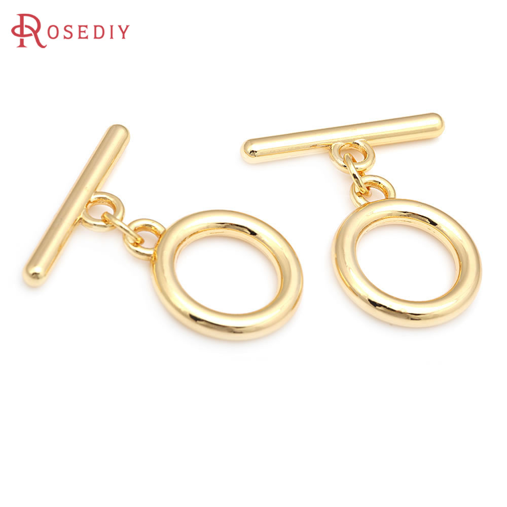 18K Gold Color Round Ring Circ - Toggle Clasp Gold 评论和价格