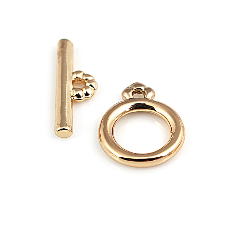 18K Gold Color Round Ring Circ - Toggle Clasp Gold 评论和价格