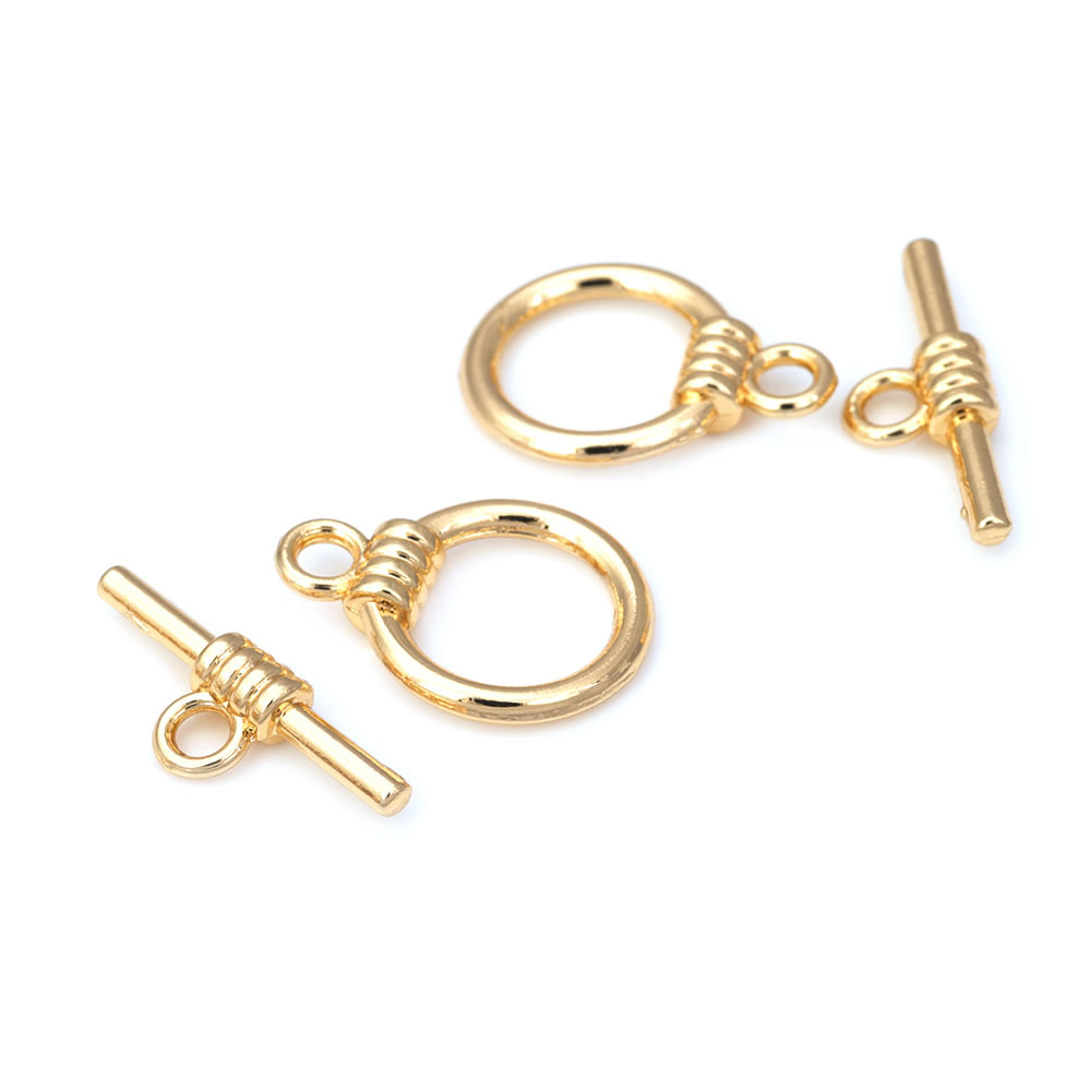 18K Gold Color Round Ring Circ - Toggle Clasp Gold 评论和价格