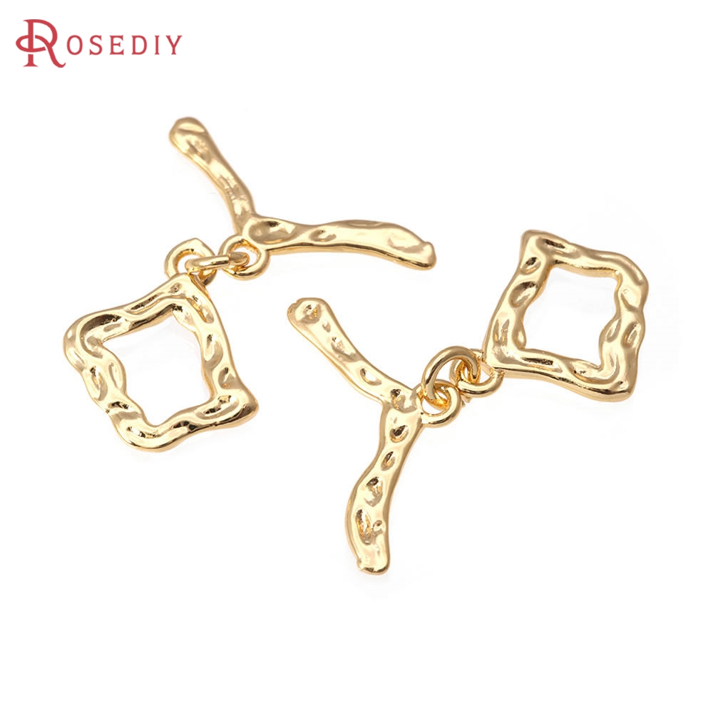 18K Gold Color Brass Square Sh - Toggle Clasp Gold 评论和价格
