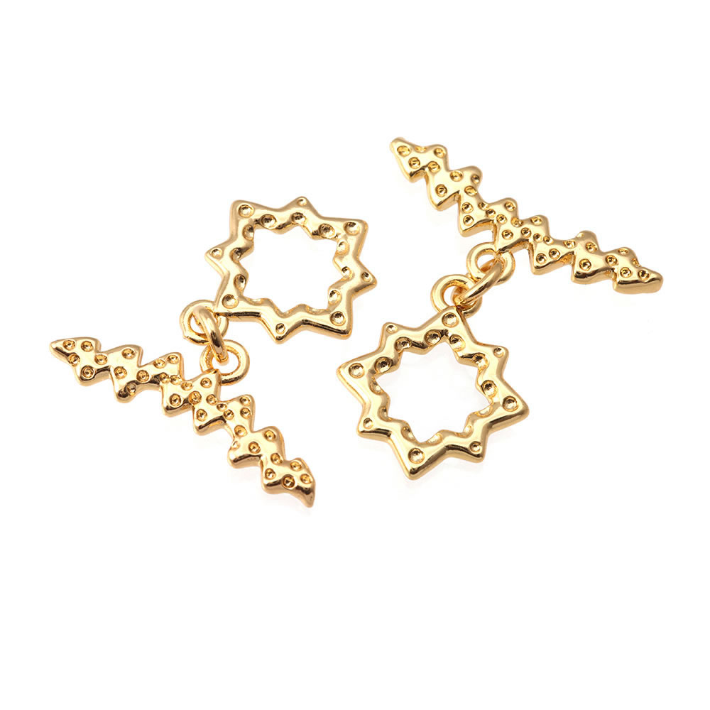 18K Gold Color Brass Square Sh - Toggle Clasp Gold 评论和价格