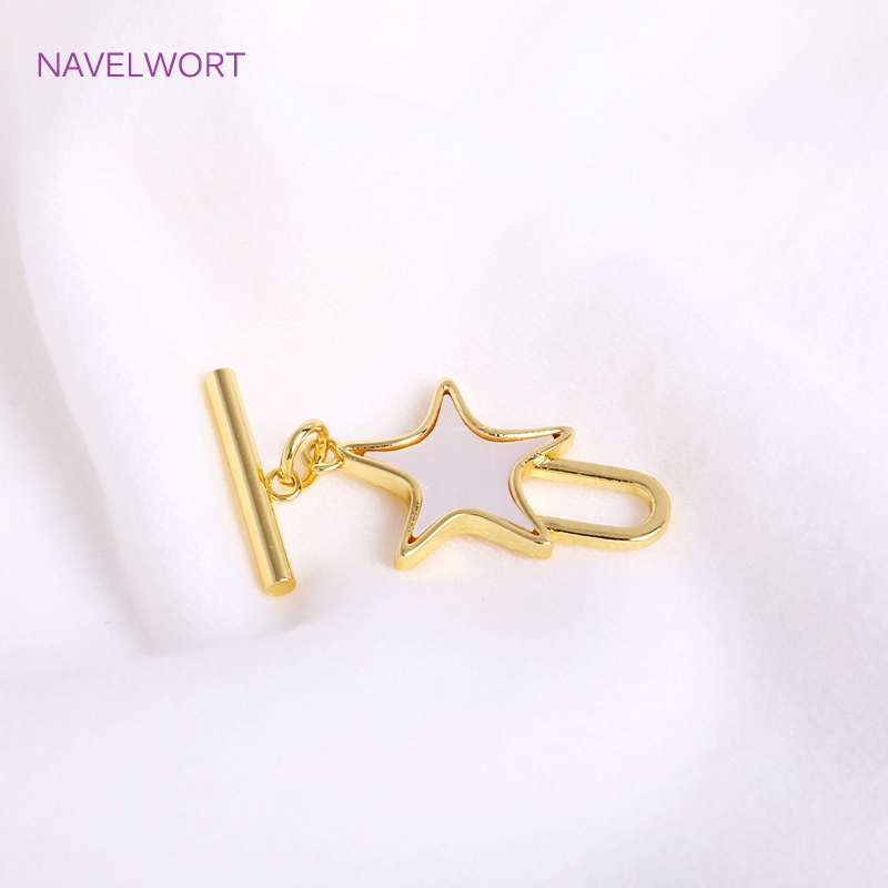 Trendy Natural Shell Pentagram - Toggle Clasp Gold 评论和价格