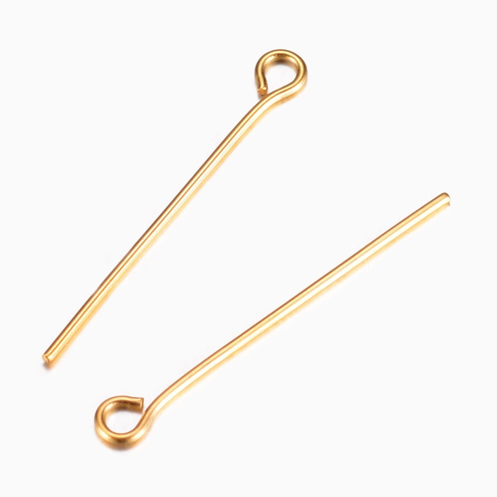 20Pcs Golden Stainless Steel E - Jewelry Making Eye Pins 评论和价格