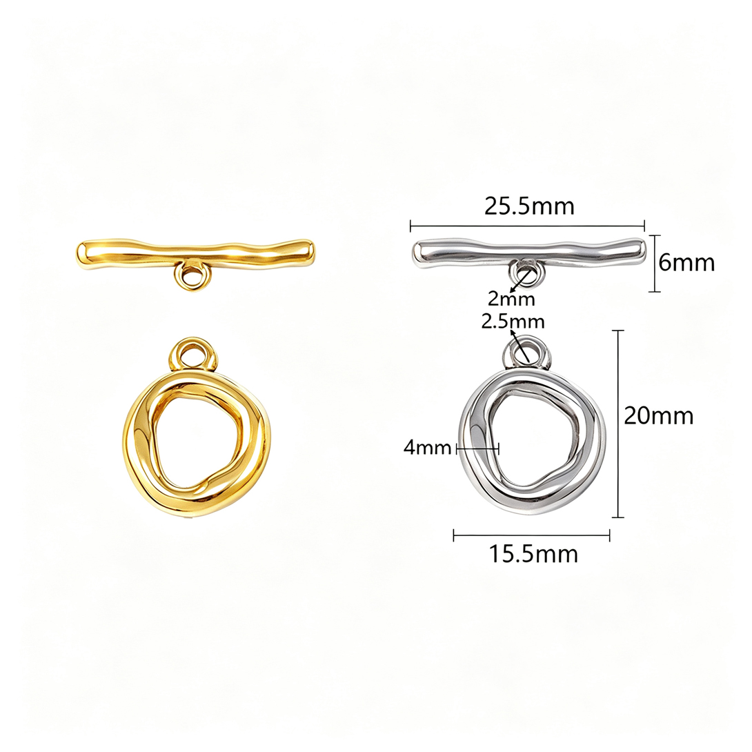 3 Sets Stainless Steel Irregul - Toggle Clasp Gold 评论和价格