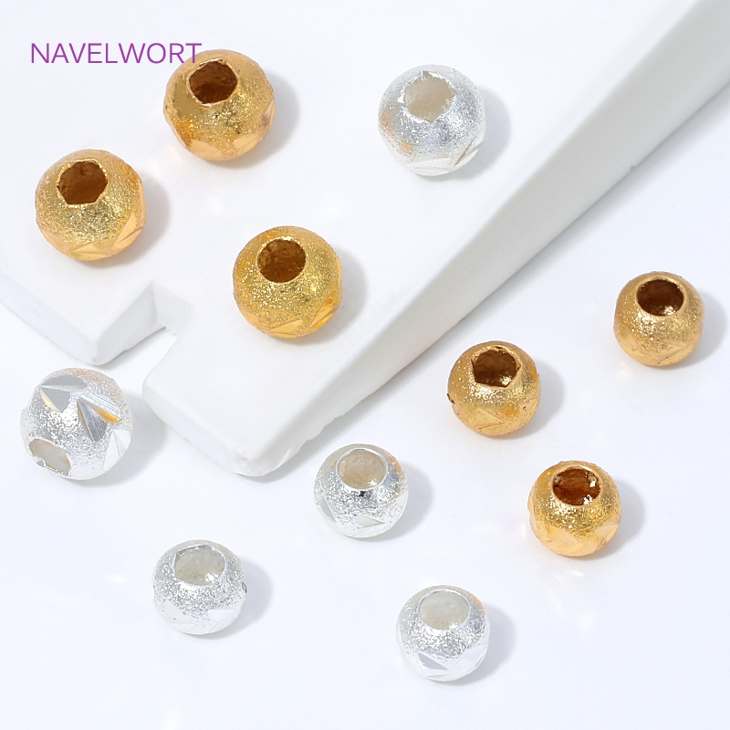 18K Gold Plated Round Frosted  - Jewelry Making Items 评论和价格